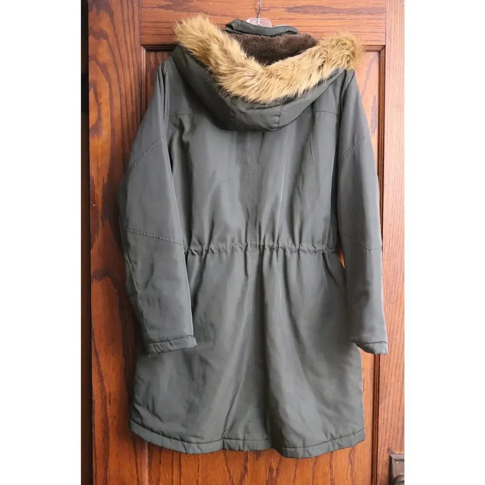UNIVERSAL THREAD Winter Coat Women Large Green Chunky Cinched Waist Drawstring - Picture 2 of 16
